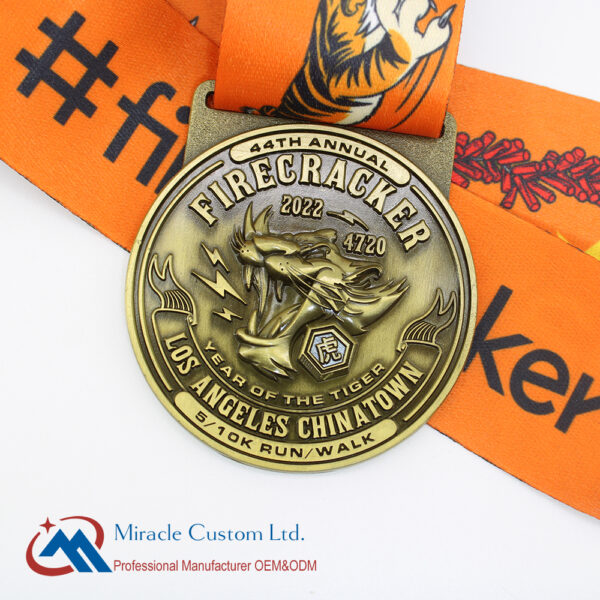 Custom LA China Town Firecracker Run 5K 10K Fun Run 3D Medals