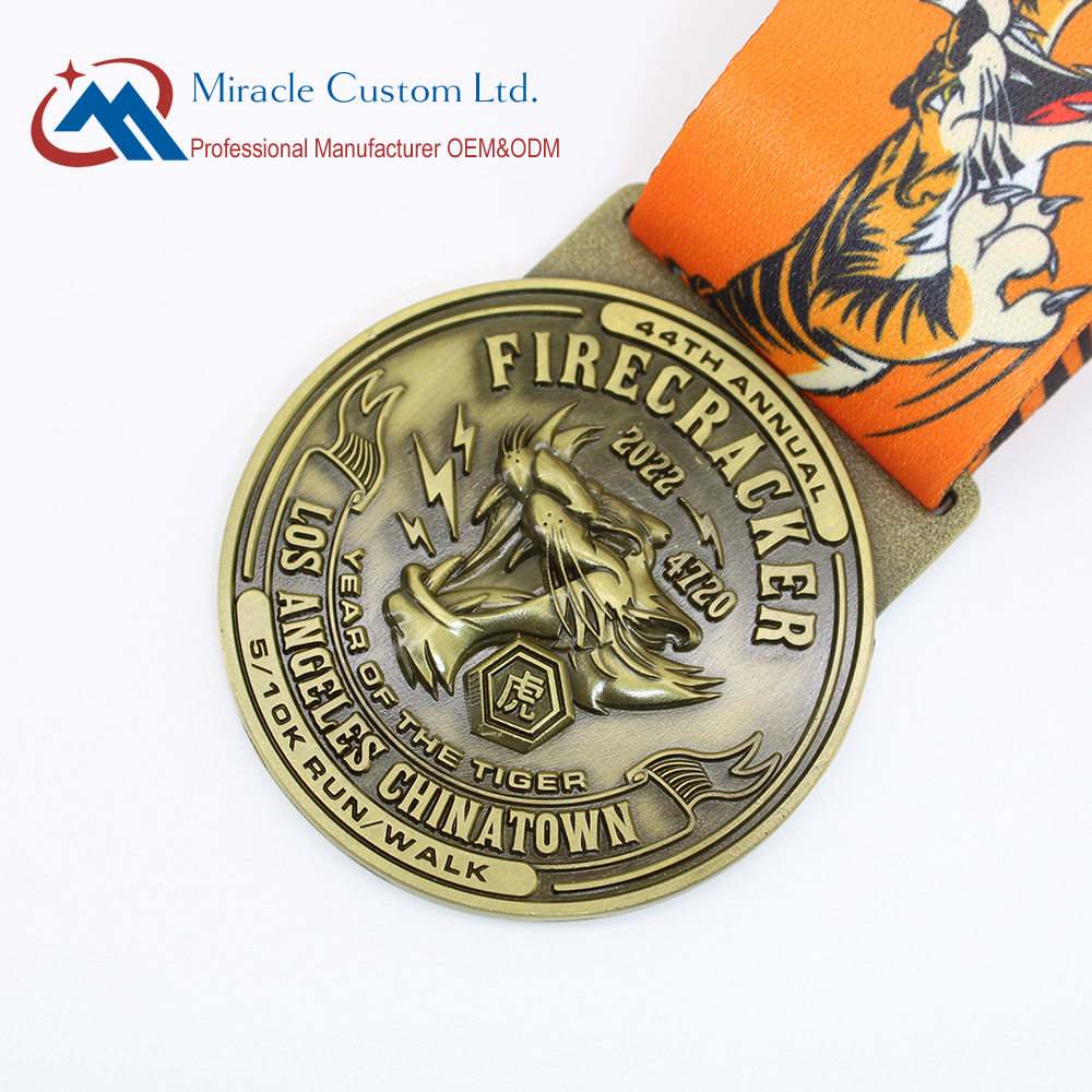 Custom LA China Town Firecracker Run 5K 10K Fun Run 3D Medals