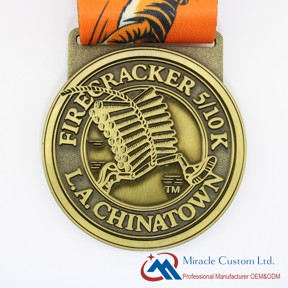 Custom LA China Town Firecracker Run 5K 10K Fun Run 3D Medals