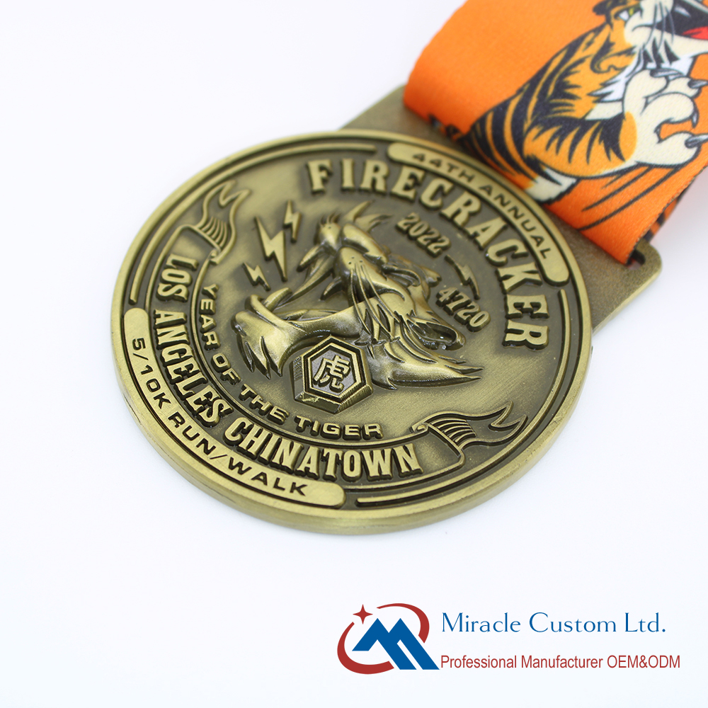 Custom LA China Town Firecracker Run 5K 10K Fun Run 3D Medals