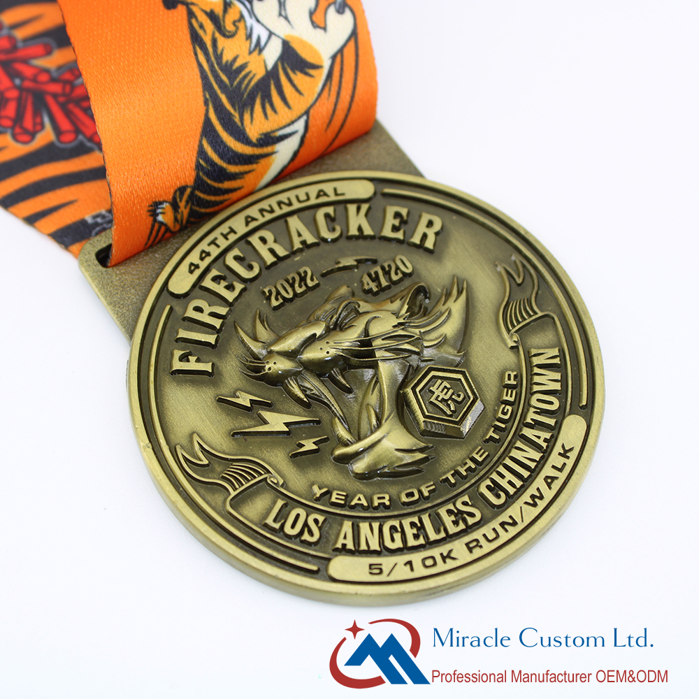 Custom LA China Town Firecracker Run 5K 10K Fun Run 3D Medals