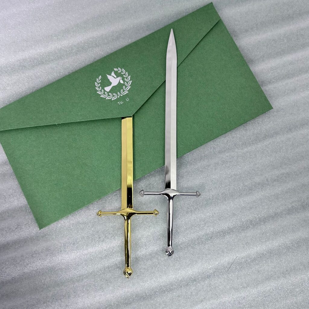 Shiny Silver Trim Excalibur Letter Opener