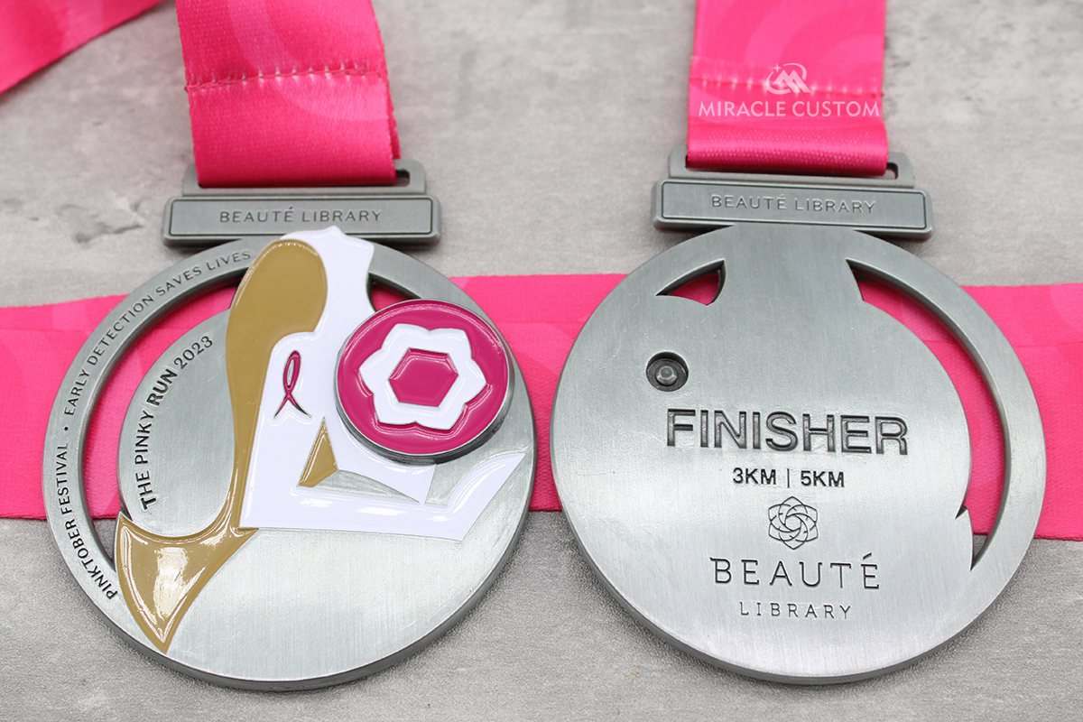 Custom Pink Run Spin Medals